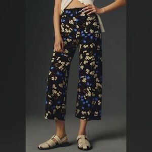 Maeve Anthropologie Colette High-Rise Wide-leg Crop Floral Ponte Pants Size 29